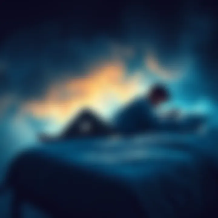 Person waking up from a dream A person sitting on the edge of a bed, looking thoughtful after waking from a vivid dream