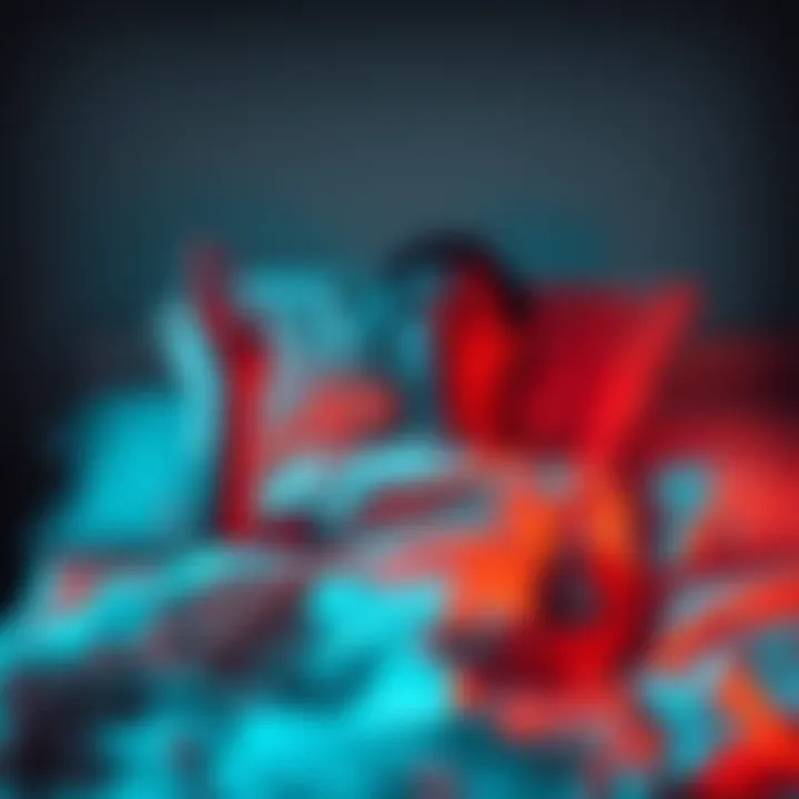 A person sitting up in bed, looking anxious and confused after a night terror