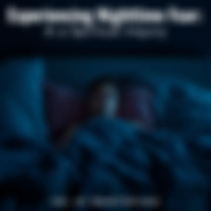 Person waking up scared at night Individual sitting up in bed with a frightened expression, surrounded by darkness, depicting nighttime fear
