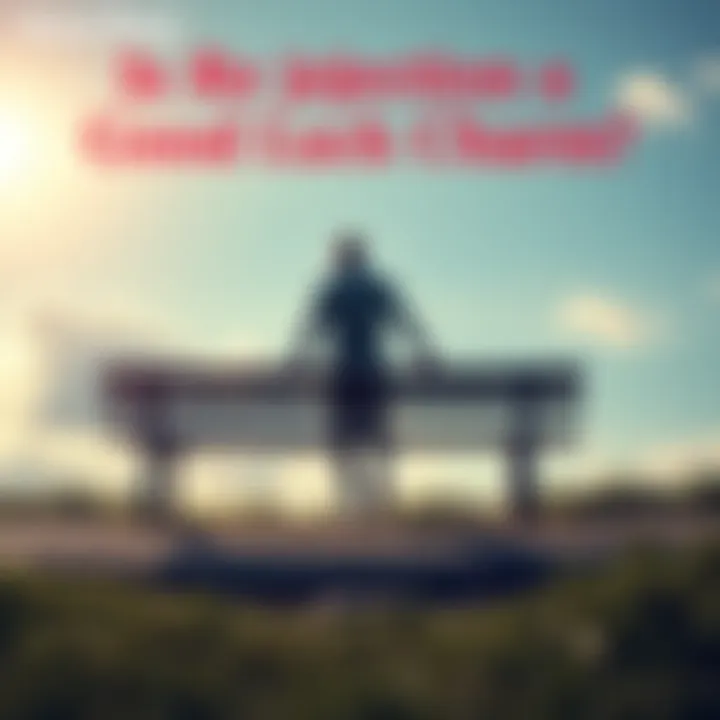 A figure walking away from a park bench, symbolizing moving on after a breakup, with a bright sky in the background.