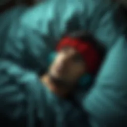 A person lying in bed with a wool earwarmer, appearing troubled by bad dreams