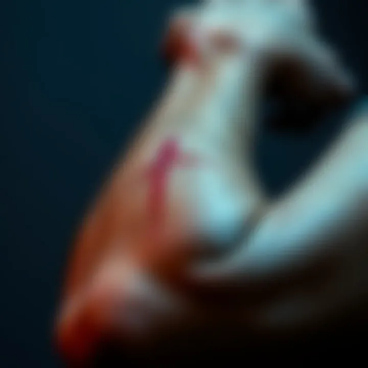 Person with unusual scars Close-up of a person's arm showing strange, sudden scars after listening to Psyche subliminals