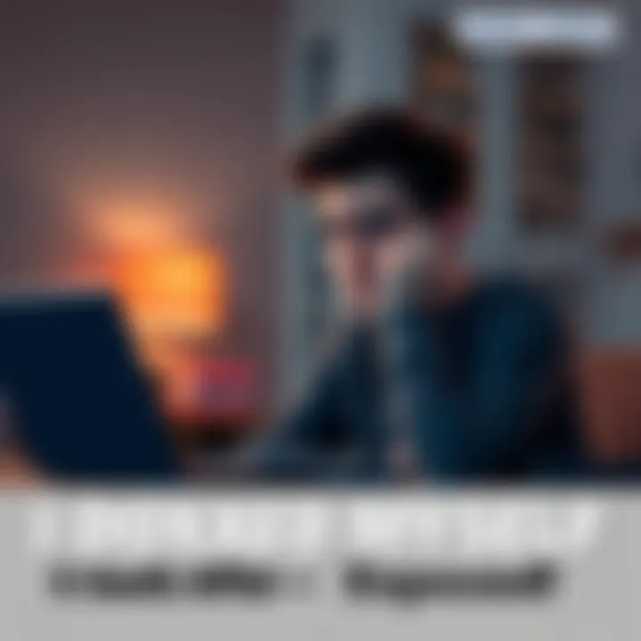 A person with a concerned expression sitting in front of a laptop, reflecting on the dangers of sharing personal information online.