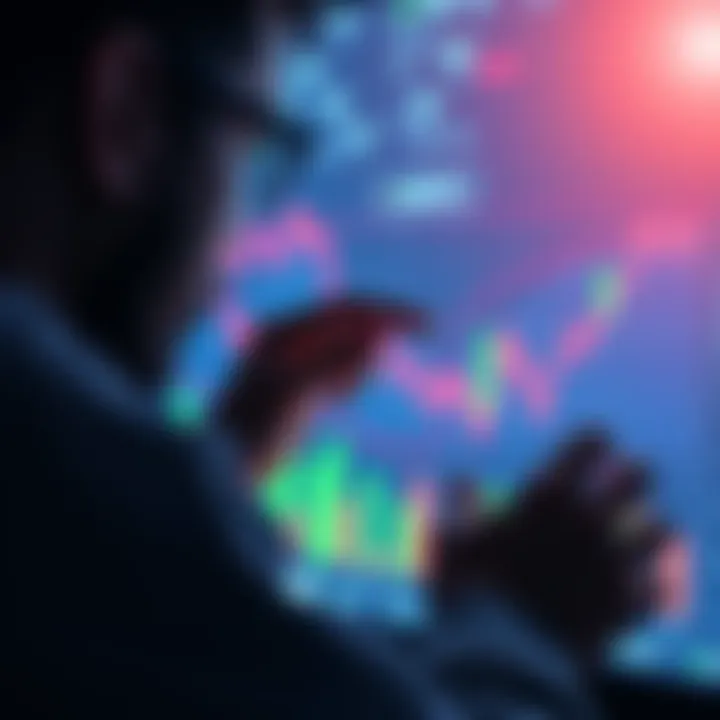 Personal Chart Analysis A person analyzing a chart with data patterns and trends on a digital screen