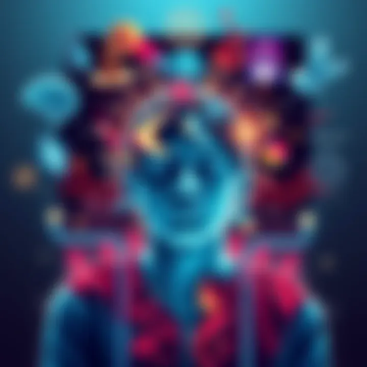 An abstract representation of a person surrounded by symbols representing their inner thoughts and emotions, highlighting the complexities of their chart.