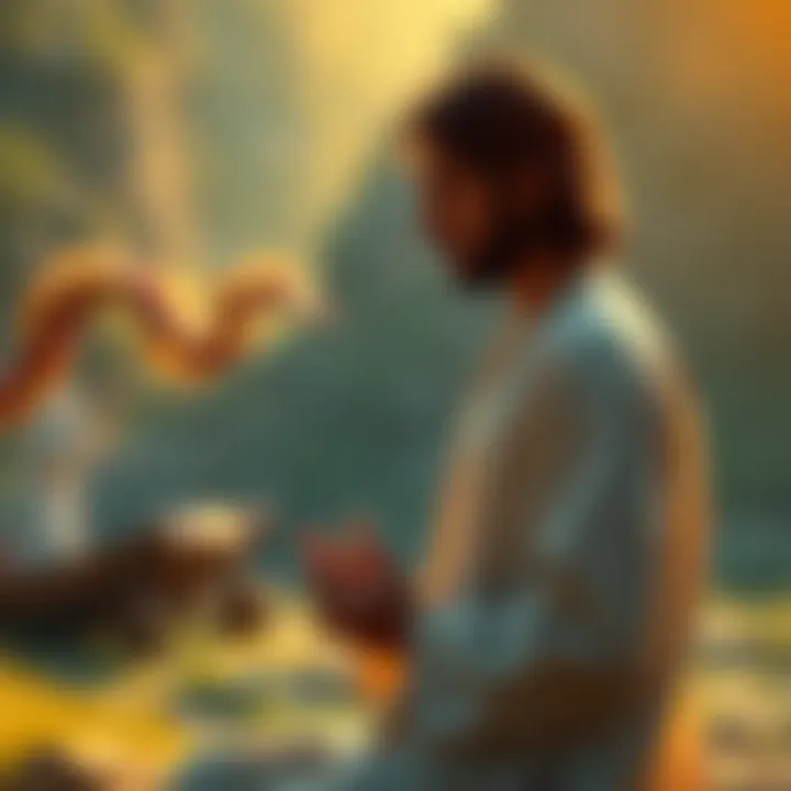 A serene individual praying in a tranquil setting, symbolizing personal connection to faith.