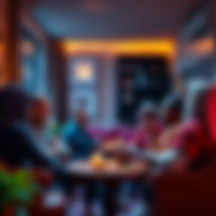 A group of diverse individuals sharing thoughts on personal enlightenment in a cozy setting