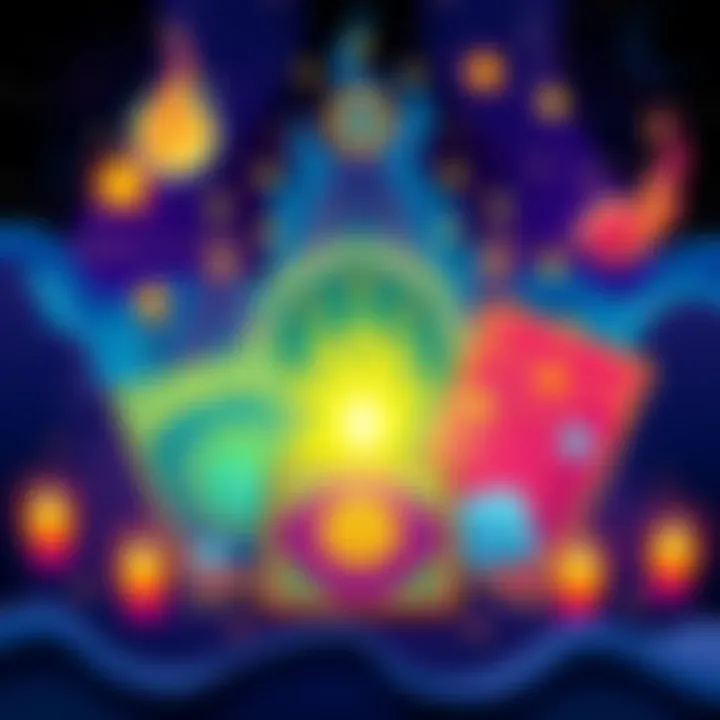 A vibrant illustration of mystical symbols and personalized insight cards representing free readings