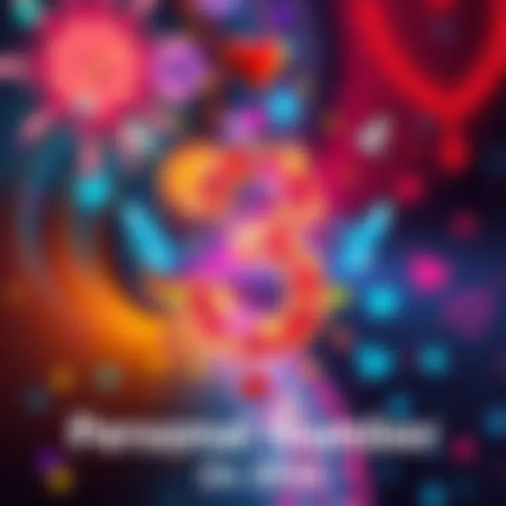 A colorful representation of number 3 surrounded by symbols of love and friendship, set against a vibrant background for 2026.