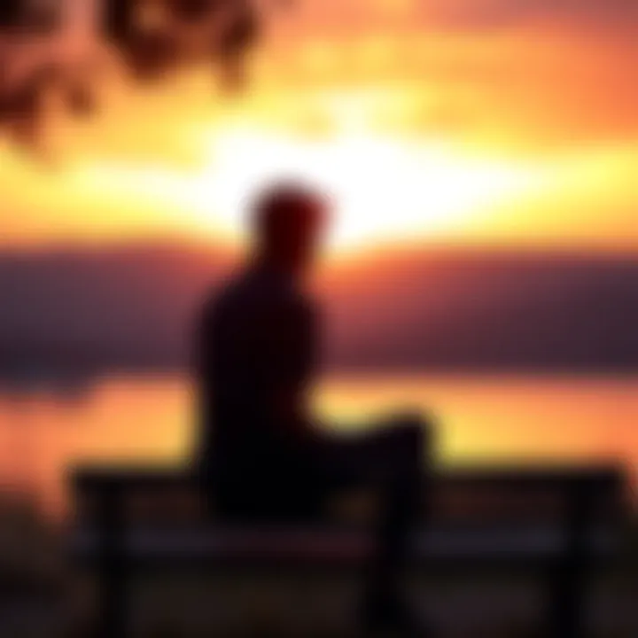 An individual sitting on a bench looking thoughtful, with a sunset in the background symbolizing personal growth and emotional challenges regarding marriage and family dynamics.