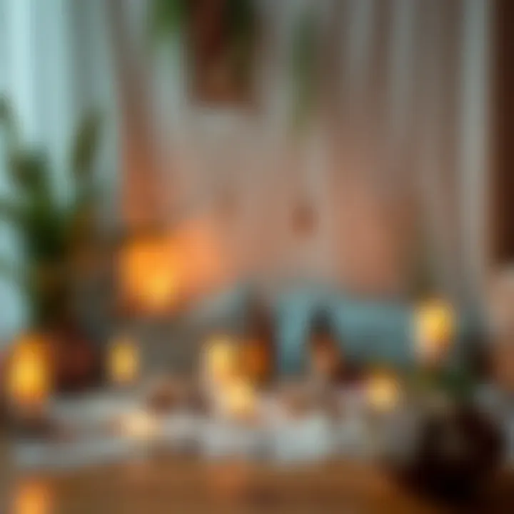 Personal Spiritual Altar A serene personal altar set with candles, crystals, and plants, creating a peaceful spiritual space.