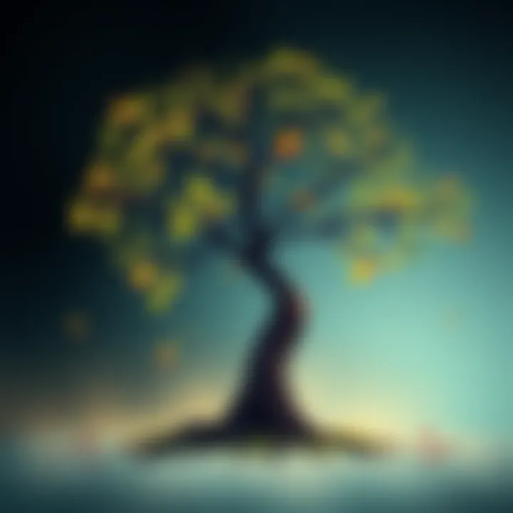 A simple drawing of a Tree of Life with branches and leaves representing personal growth and family connections.