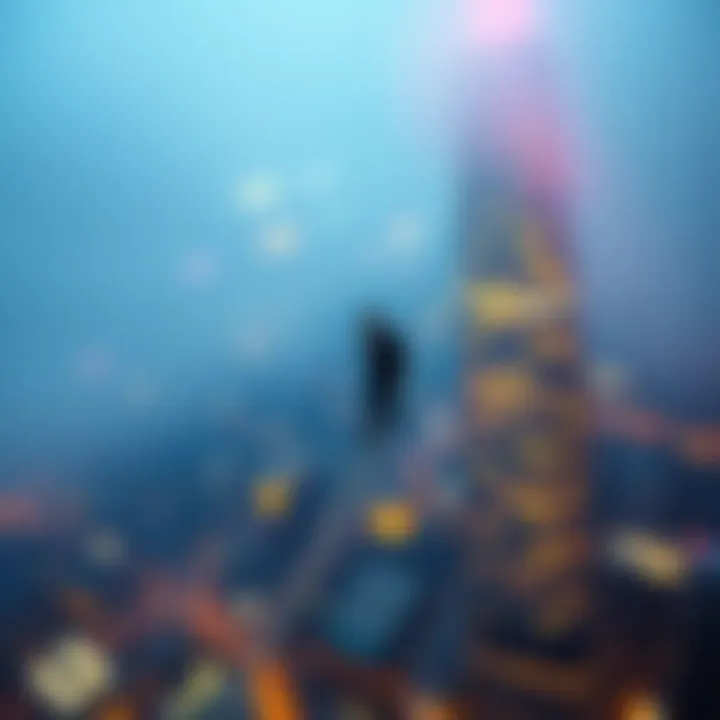 Philippe Petit performing a tightrope walk between the Twin Towers, showcasing his balance and skill at a great height.
