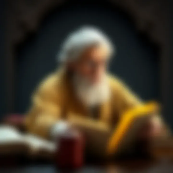 Philosopher Reflecting on Souls A thoughtful philosopher surrounded by ancient texts, pondering the concept of souls in humans and nonhumans.