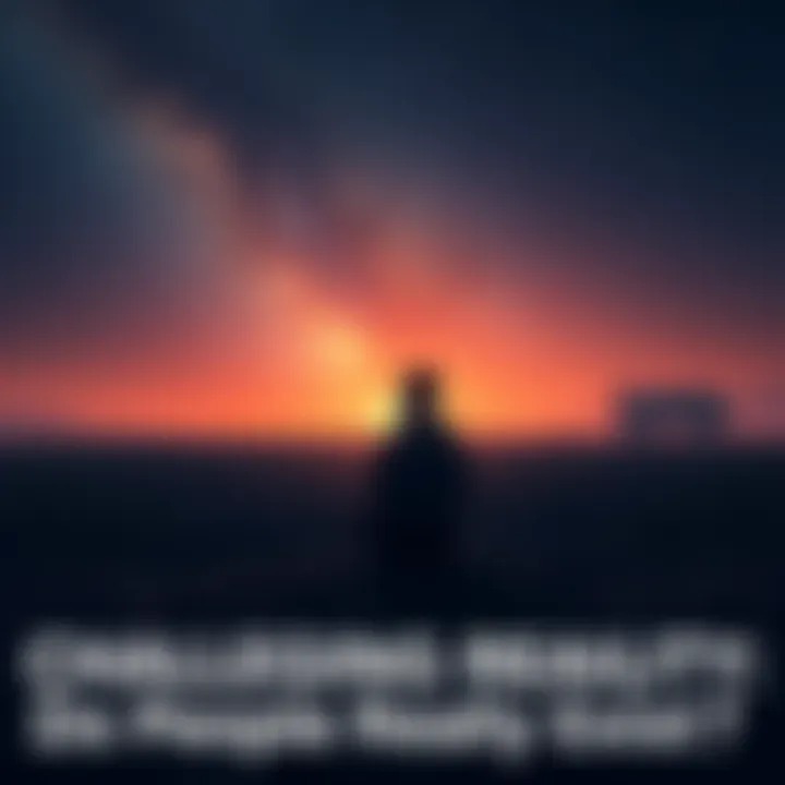 A person sitting alone in a vast, empty space, pondering existence and reality, with stars visible in the background.