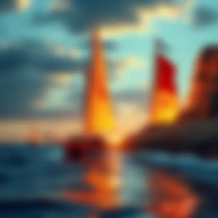 A depiction of ancient Phoenician ships sailing near Socotra Island, illustrating trade routes and cultural exchange with Yemen.
