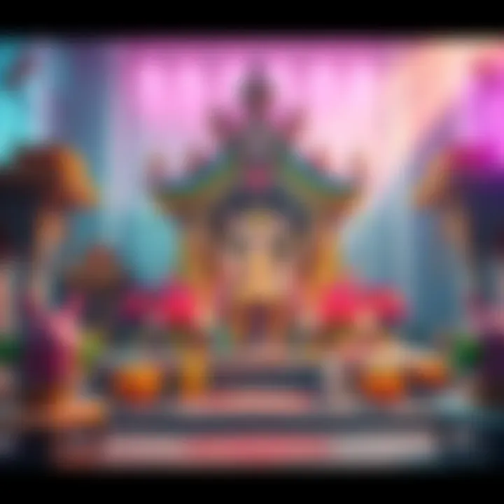 Brightly designed altars representing various gods created with Picrew, showcasing creative styles and artistic elements.