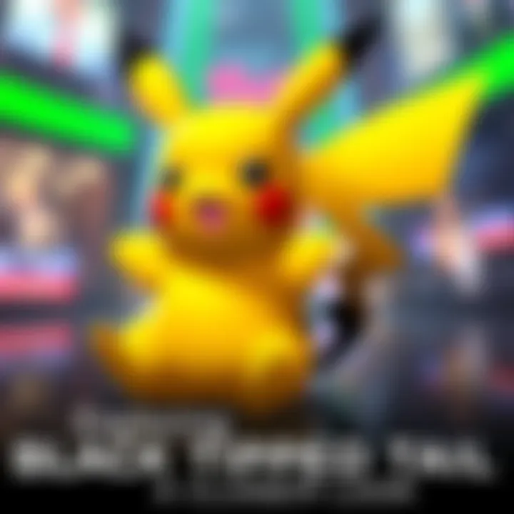 Pikachu showing its distinctive black tipped tail in a playful pose