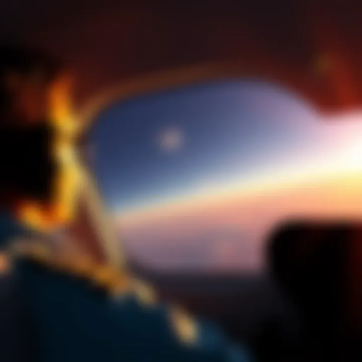 A commercial pilot looks out of the cockpit window at a diamond-shaped craft flying nearby