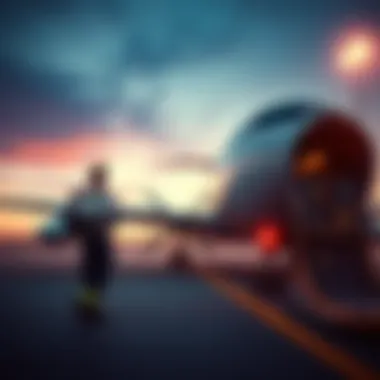 A commercial pilot standing next to a cargo plane loaded with battery components at a high-security airport.