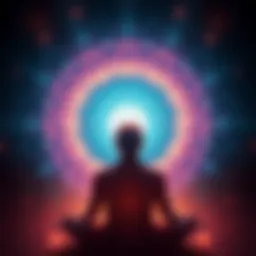 A person meditating with a glowing light around their head, illustrating the concept of aura perception linked to the pineal gland.