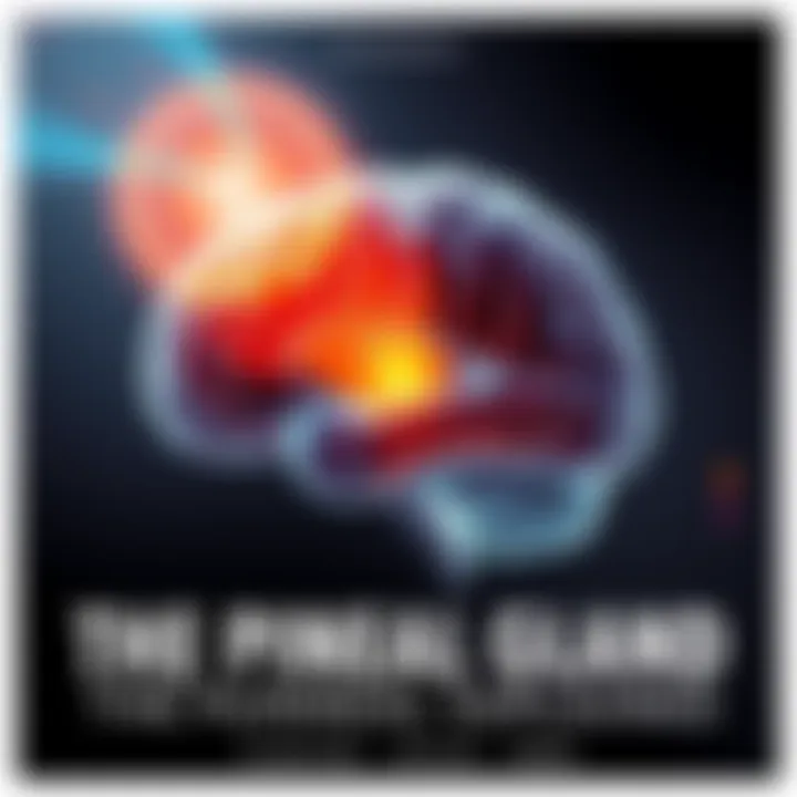 A diagram showing the location and structure of the pineal gland in the human brain, highlighting its potential role in spiritual awareness.