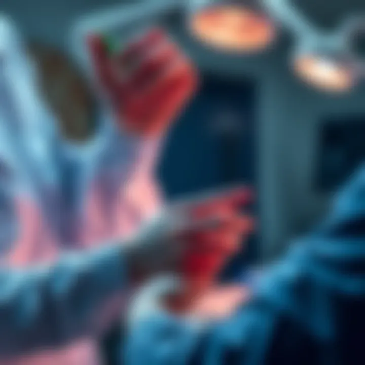 A doctor examining a patient's hand for pinky injury, showing the affected finger with limited movement.