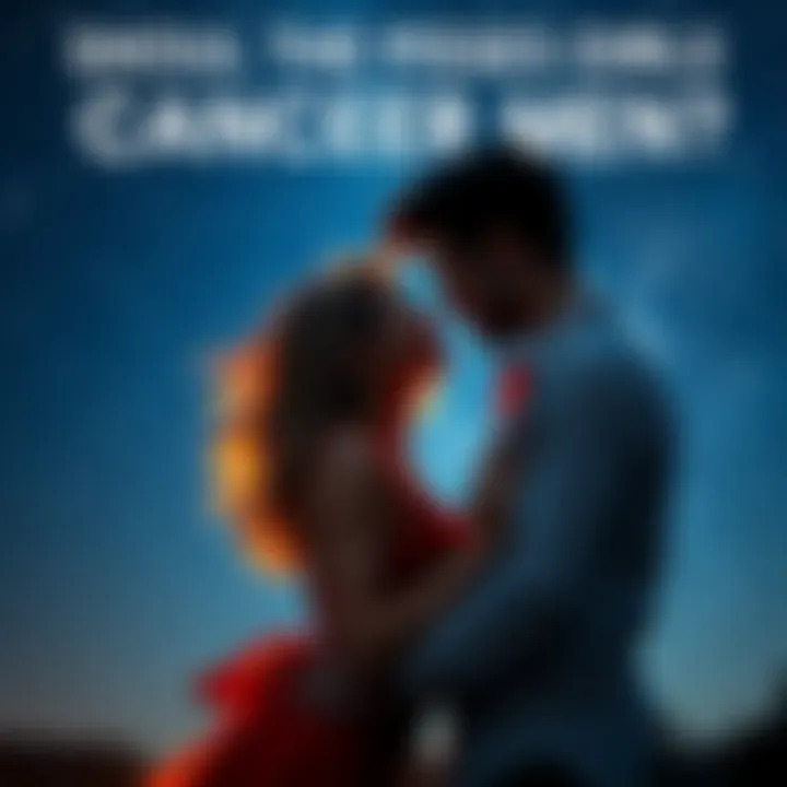 A Pisces girl and Cancer man sharing a romantic moment under a starry sky, representing their zodiac connection.