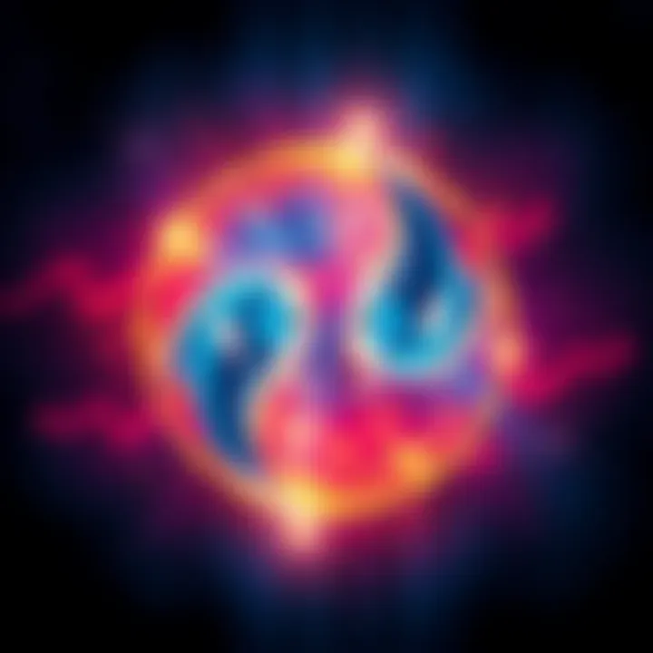 Artistic representation of Pisces with two fish swimming in a cosmic background, symbolizing empathy and emotional depth.