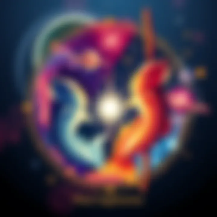 Illustration of Pisces and Sagittarius zodiac signs in a harmonious blend, showcasing their cosmic connection with stars and planets.