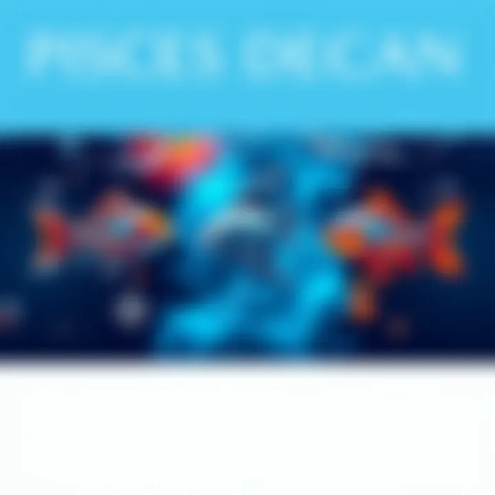 A visual representation of the three Pisces decans, each showcasing distinct traits, with water and fish symbols.