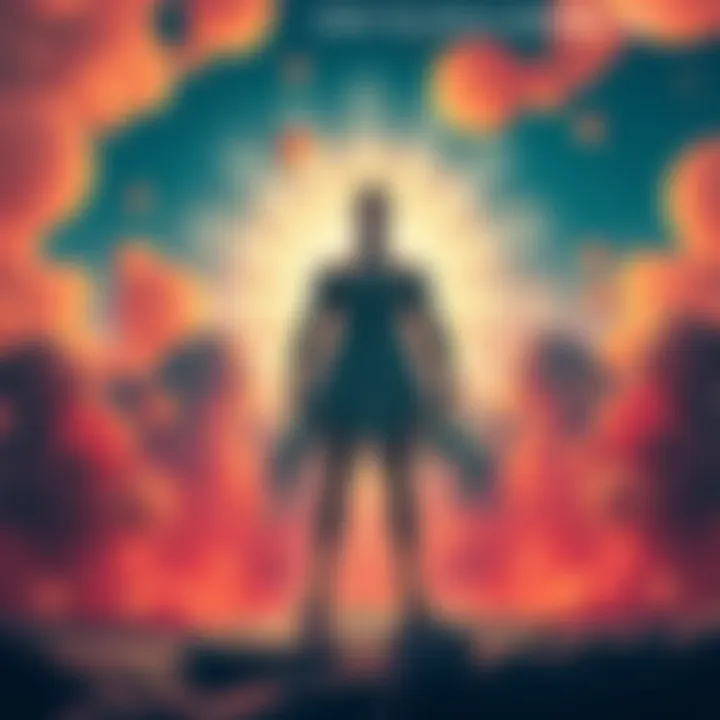 A confident Pisces stands tall, radiating positivity and strength in a vibrant setting.