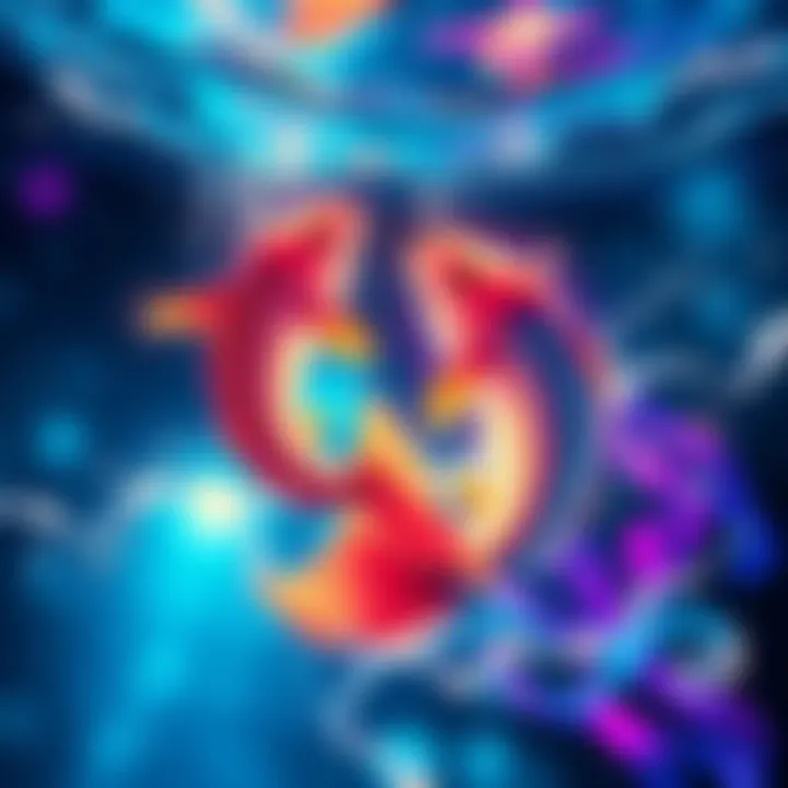Artistic representation of Pisces energy featuring vibrant colors and flowing water, symbolizing creativity and intuition