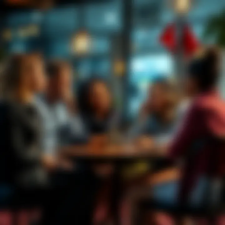 A group of diverse friends enjoying a deep conversation in a cozy café, highlighting the theme of friendship and connection.