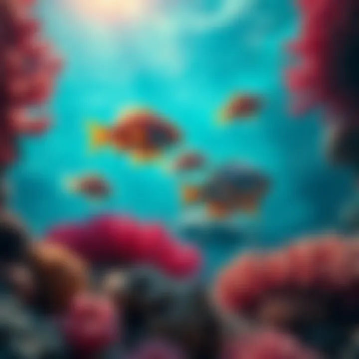 A serene underwater scene with cheerful fish swimming among vibrant coral, symbolizing the optimism of Pisces for a bright future in 2026.