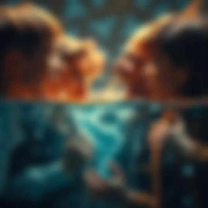 A group of Pisces individuals expressing heightened emotions during Mars and Mercury retrogrades, with visible tension and confrontations among them.