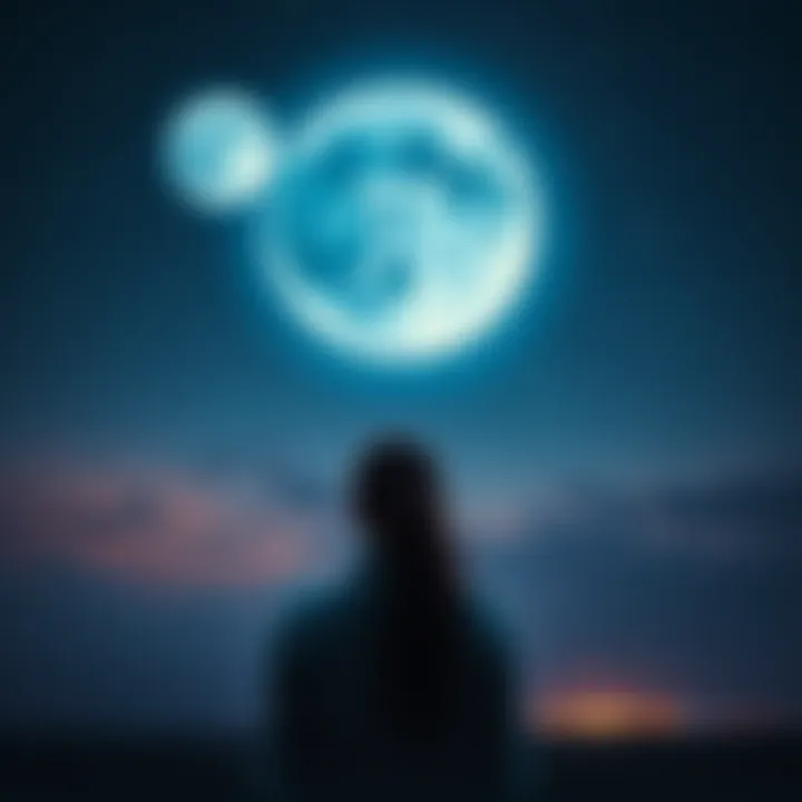 Pisces Moon and Sadhe Sati A serene scene of a person looking at the stars, reflecting on their emotions during Sadhe Sati, with a Pisces symbol in the background.