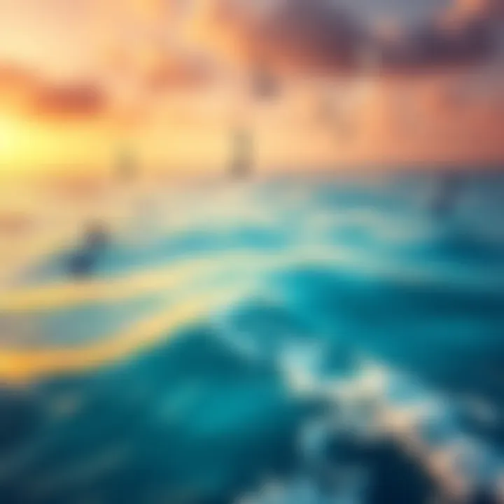 A serene ocean scene with musical notes floating in the air, symbolizing the connection between Pisces and music, featuring tranquil colors and waves.