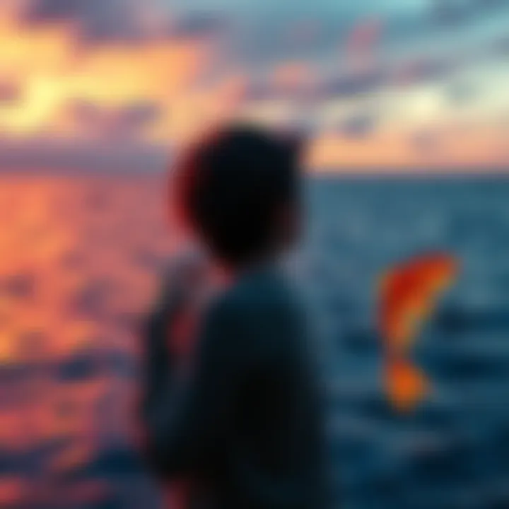 Pisces Reflecting on Relationships A Pisces looking out at the ocean, lost in thought about relationships and letting go of grudges.