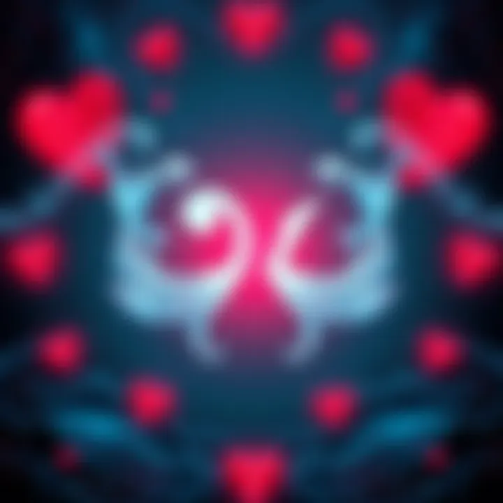 A Pisces symbol surrounded by broken hearts and waves, symbolizing relationship troubles.