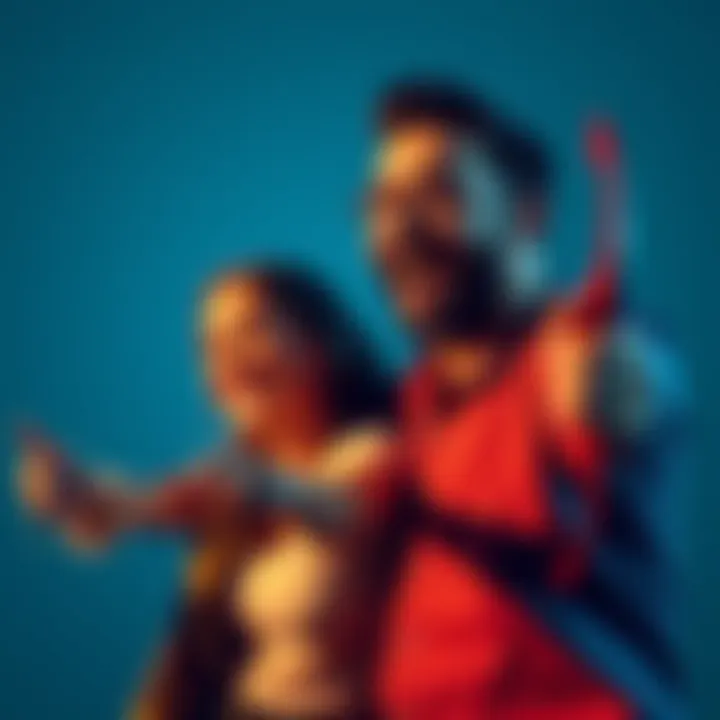 A cheerful Pisces woman and a playful Sagittarius man sharing a joyful moment together, symbolizing their long-term relationship.