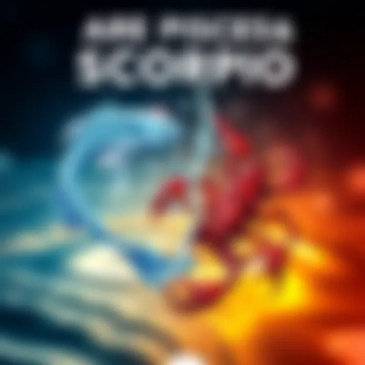 A symbolic representation of Pisces and Scorpio zodiac signs with water elements