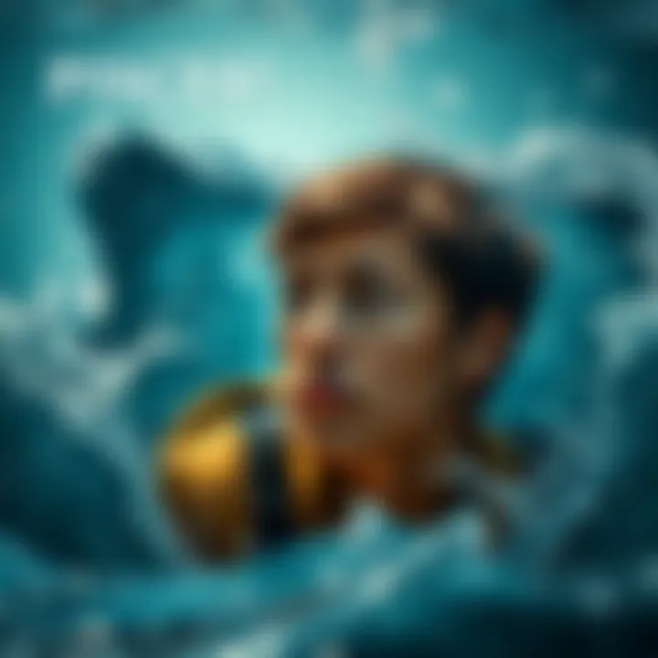 A person representing Pisces facing a challenging moment, looking thoughtful and focused, surrounded by water imagery symbolizing emotions.