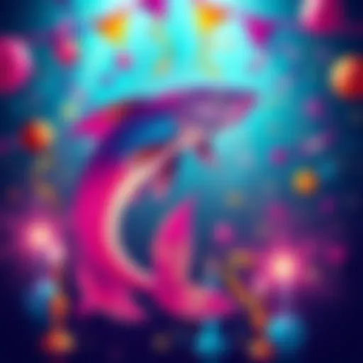 A colorful illustration of the Pisces zodiac sign surrounded by party decorations, symbolizing a festive atmosphere.