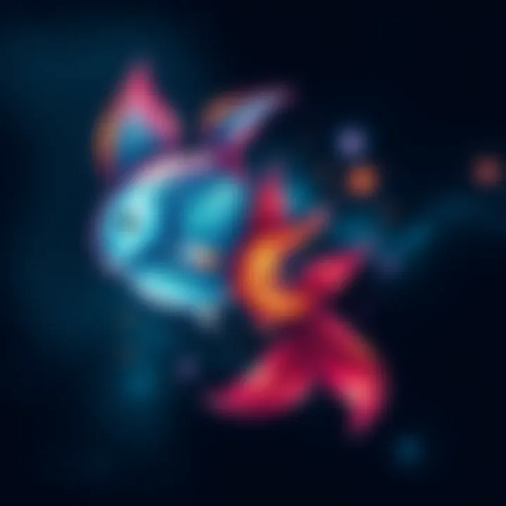 Pisces Zodiac Sign Illustration An artistic representation of the Pisces zodiac sign, featuring two fish swimming in opposite directions, symbolizing duality and depth.