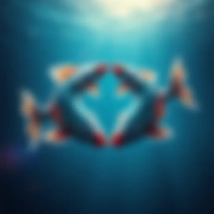 An artistic representation of the Pisces zodiac sign showing two fish swimming in opposite directions, symbolizing the duality of the sign.