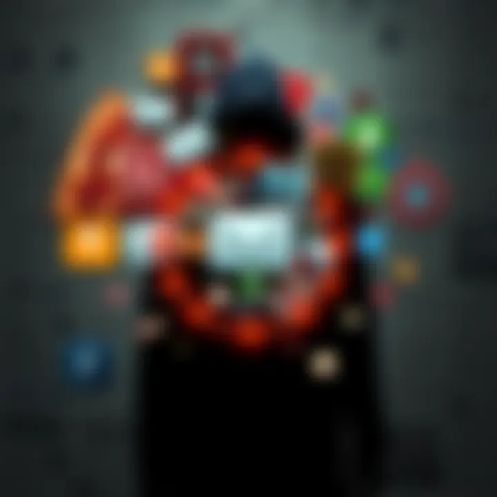 A collage showing symbols of conspiracy theories, email icons, and a shadowy figure representing hidden agendas, with a backdrop of news headlines.