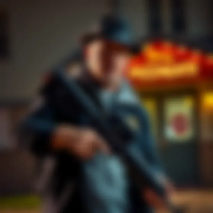 Edgar Maddison Welch holding a weapon outside a building related to the Pizzagate incident