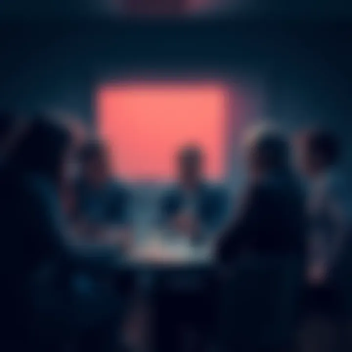 A group of people discussing placement settings in a serious manner, highlighting the relationship between environment and abusive behavior.