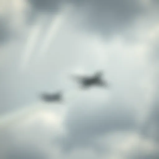 Two planes releasing trails of vapor while flying through overcast skies during a trip to Ibiza.